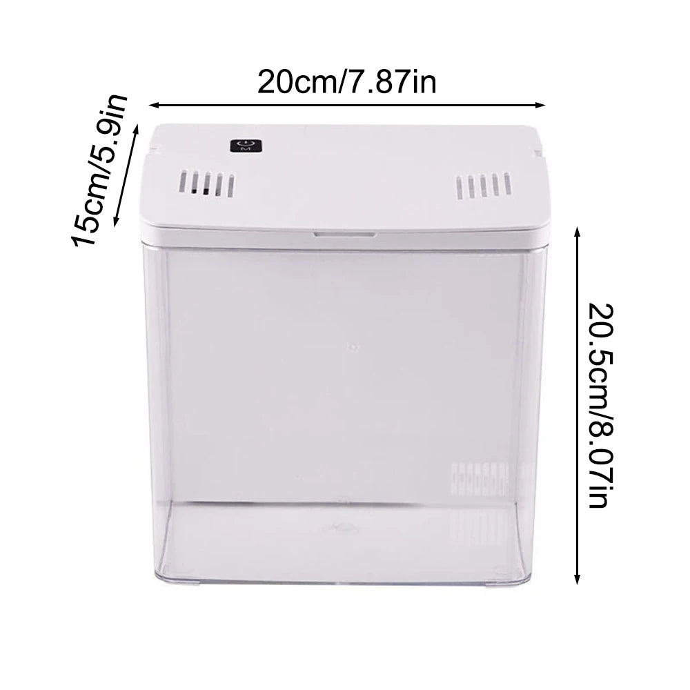White electronic device with dimensions labeled on a white background