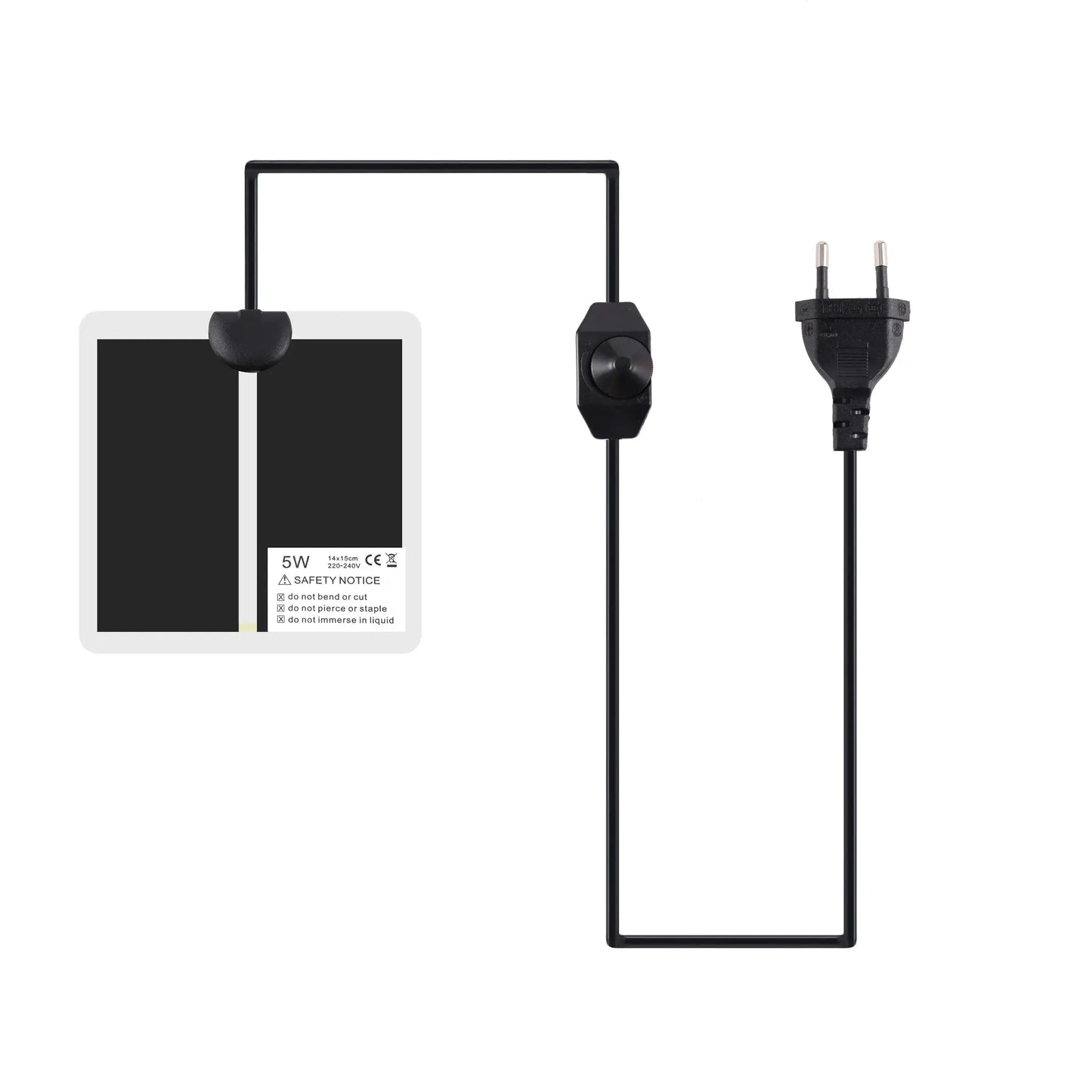 Black LED light panel with power cord on a white background