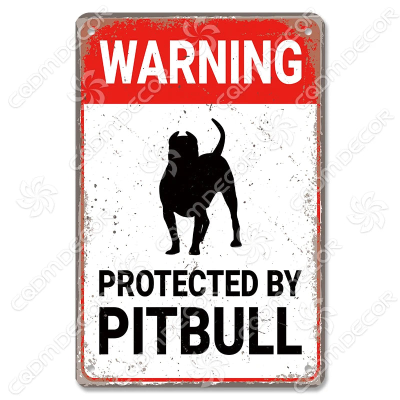 🐾 Vintage Metal Beware of Dog Sign – Retro Tin Wall Décor