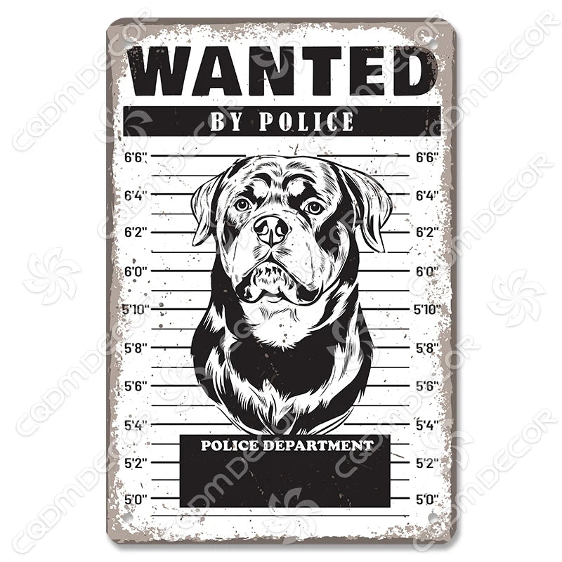 🐾 Vintage Metal Beware of Dog Sign – Retro Tin Wall Décor