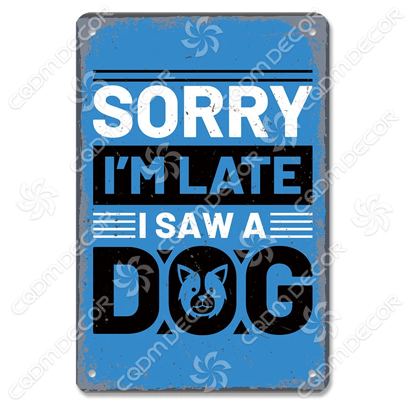 🐾 Vintage Metal Beware of Dog Sign – Retro Tin Wall Décor