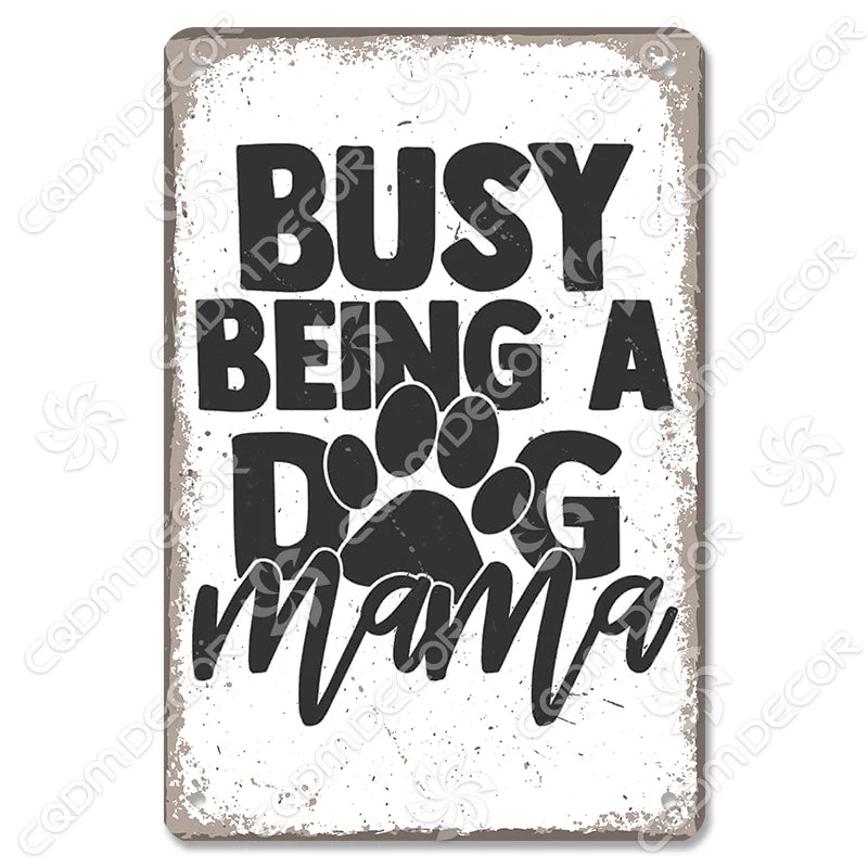 🐾 Vintage Metal Beware of Dog Sign – Retro Tin Wall Décor