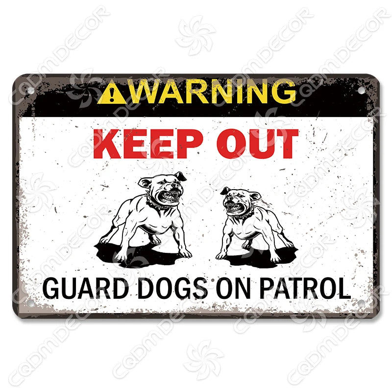 🐾 Vintage Metal Beware of Dog Sign – Retro Tin Wall Décor