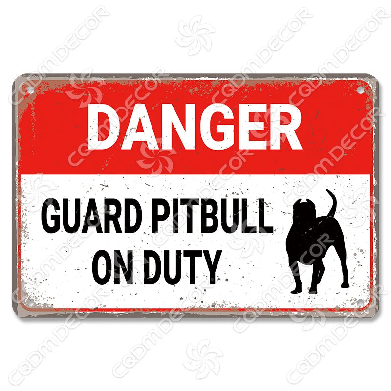 🐾 Vintage Metal Beware of Dog Sign – Retro Tin Wall Décor