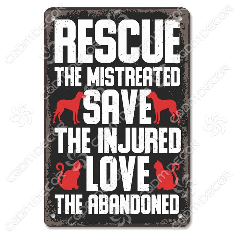 🐾 Vintage Metal Beware of Dog Sign – Retro Tin Wall Décor