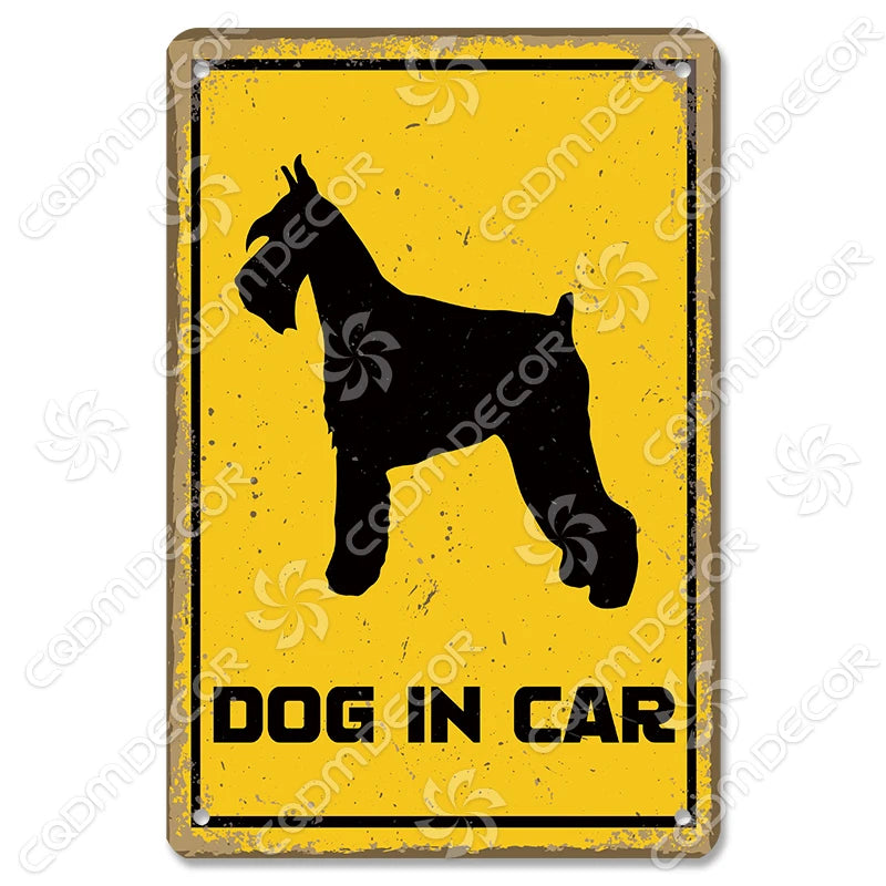 🐾 Vintage Metal Beware of Dog Sign – Retro Tin Wall Décor