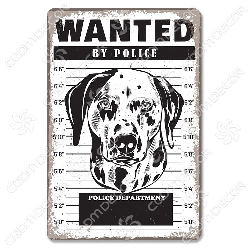 🐾 Vintage Metal Beware of Dog Sign – Retro Tin Wall Décor