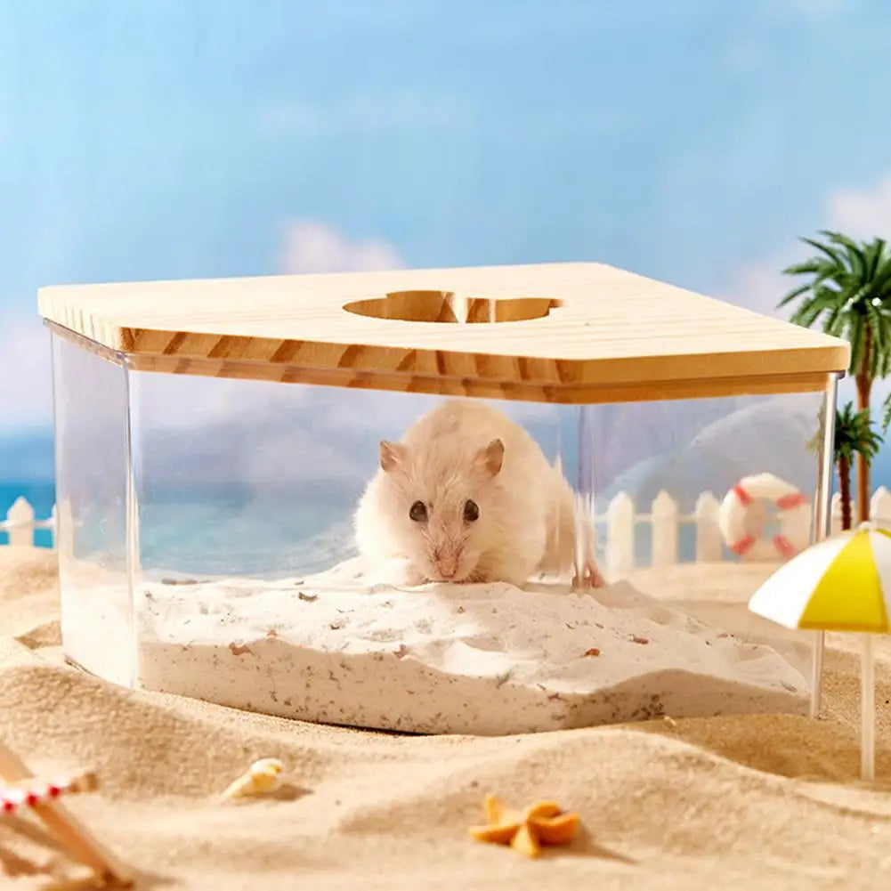 Acrylic Hamster Sand Bath Box with Wooden Lid | The Woof & Whiskers Co.