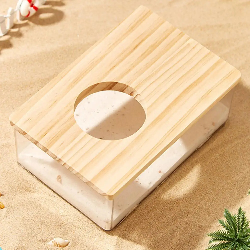 Acrylic Hamster Sand Bath Box with Wooden Lid | The Woof & Whiskers Co.
