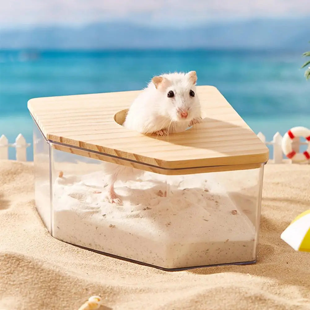 Acrylic Hamster Sand Bath Box with Wooden Lid | The Woof & Whiskers Co.