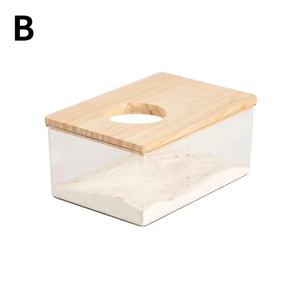 Acrylic Hamster Sand Bath Box with Wooden Lid | The Woof & Whiskers Co.