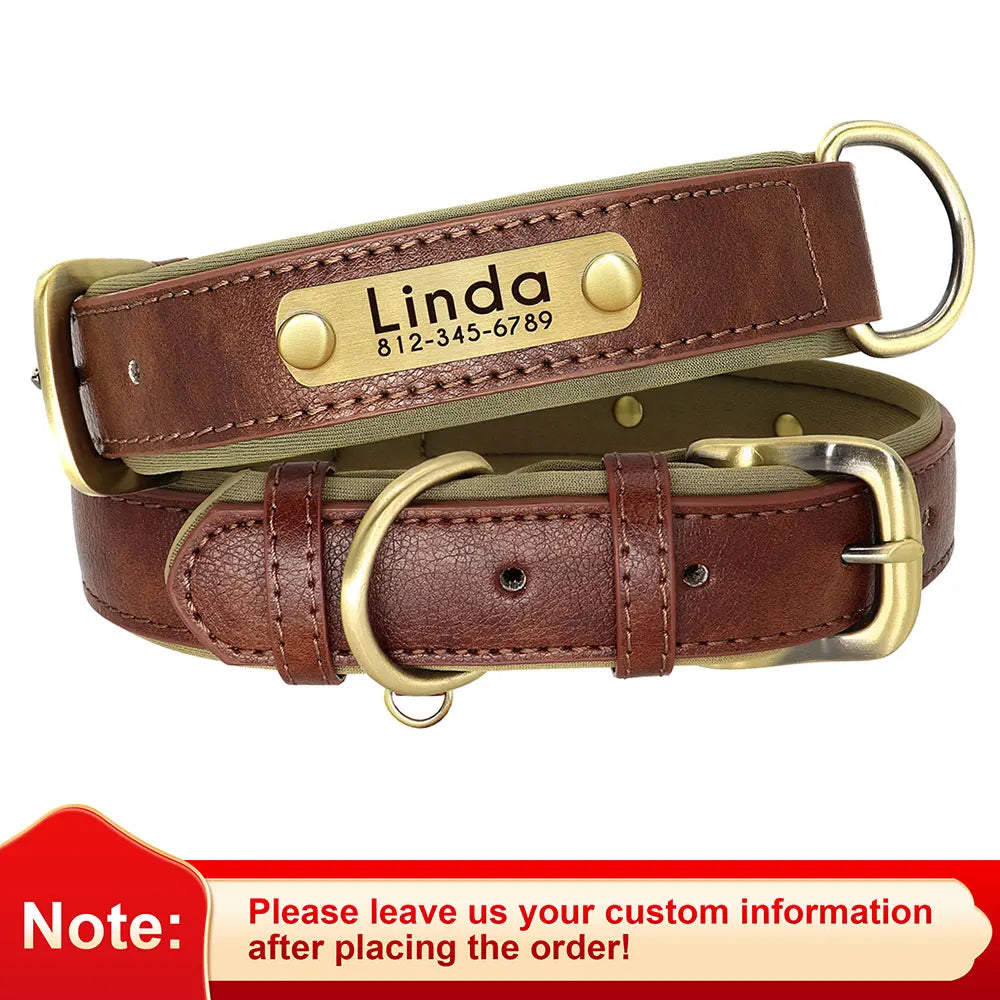 Leather Dog Collar with Name | The Woof & Whiskers Co.