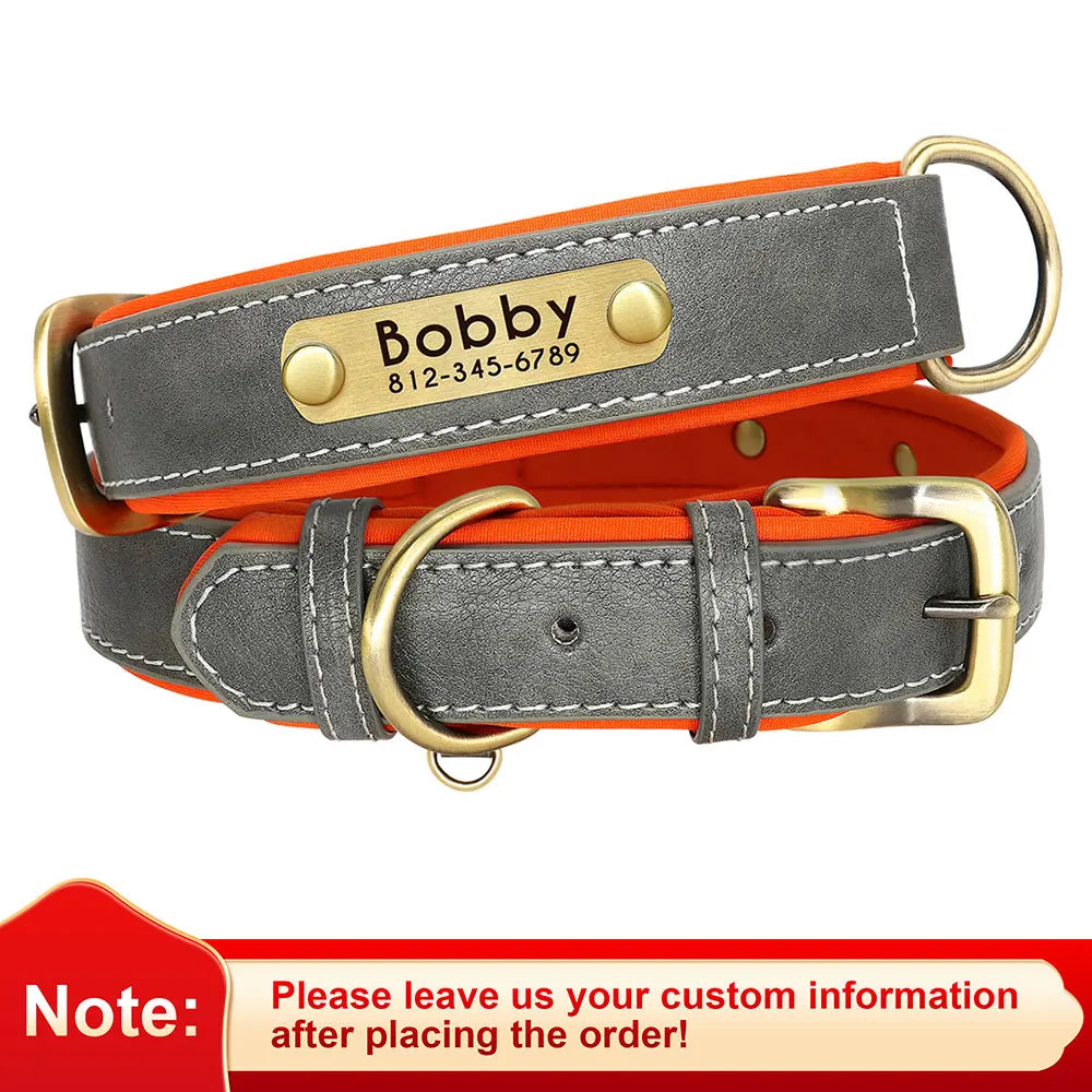 Leather Dog Collar with Name | The Woof & Whiskers Co.